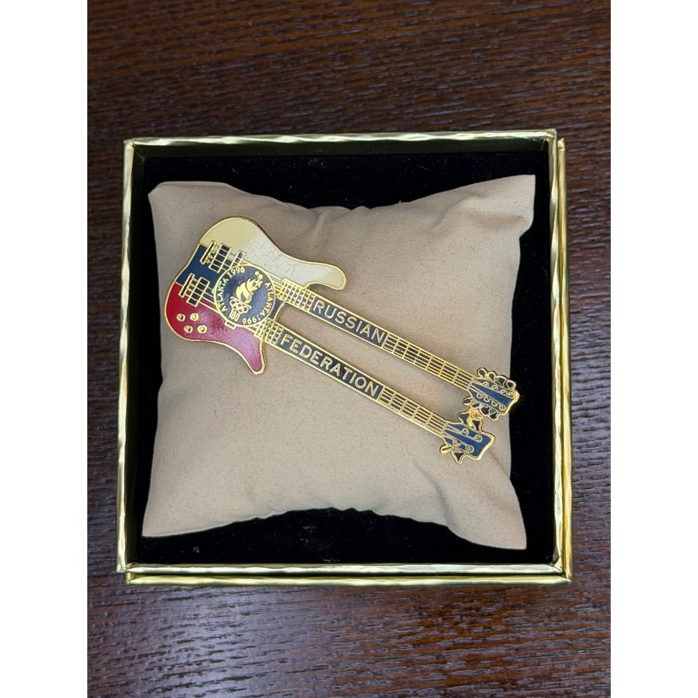 Vintage 1996 Atlanta Olympic Games Russian Federation Double Neck Guitar Pin